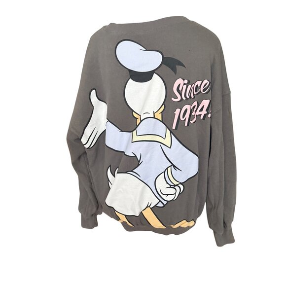 Disney Donald Duck Vintage Graphic Sweatshirt M Gray Long Sleeve Pullover Crewne - Picture 4 of 5